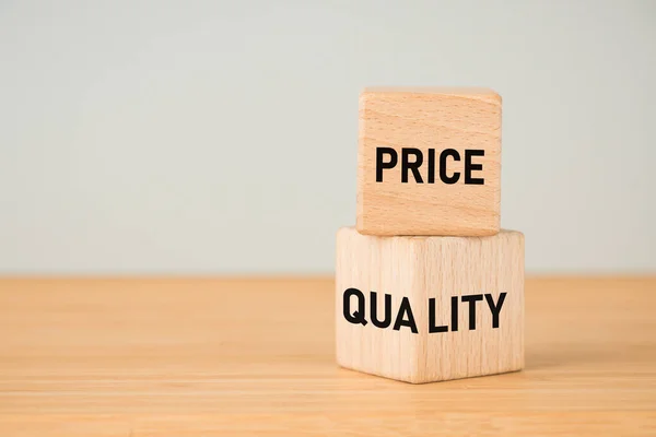 stock image prices, quality, wooden blocks with written text, quality price, Financial concept, Quality, service and customer satisfaction going hand in hand with the price