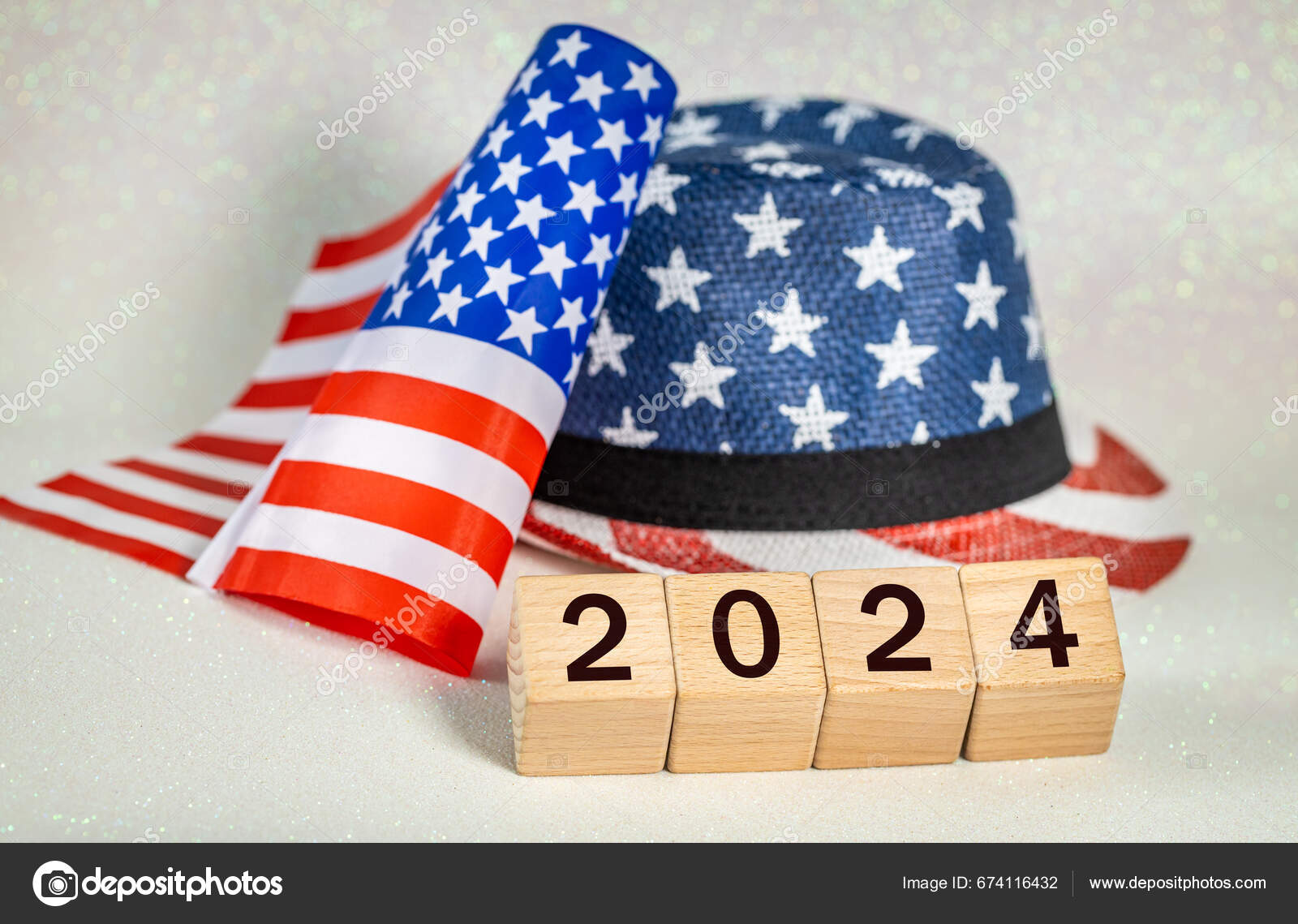Année 2024 États Unis Nouvel Concept Célébration Nouvel Amérique