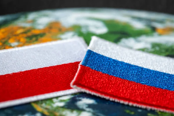 Flaggen Russlands Und Polens Politisches Und Historisches Konzept Schwierige Gegenseitige — Stockfoto