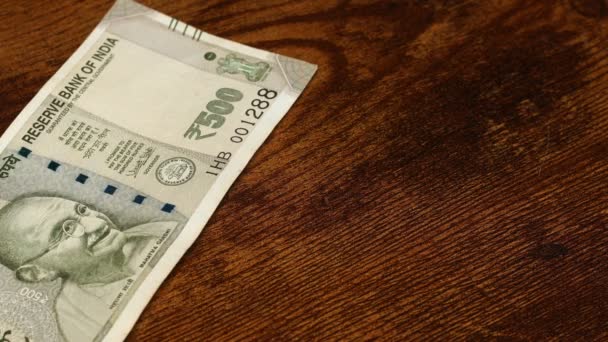 Ινδία Χρήματα Ινδικά Νέα Τραπεζογραμμάτια 500 Ρουπίες Οικονομική Διακανονισμού Και — Αρχείο Βίντεο