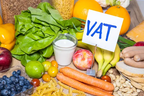 Food Products Sign Text Vat Tax Polish Concept Restoration Vat — Stock Photo, Image