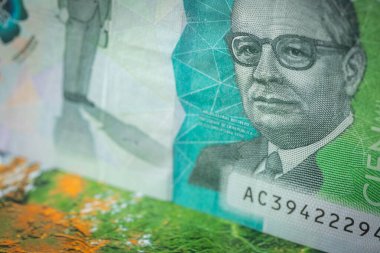 Kolombiya parası, finans sektörü bayrağı, Kolombiya 100 pesosu.