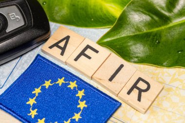 AFIR, Alternative Fuels Infrastructure Regulation, EU directive requiring the construction of a dense network of chargers for electric vehicles on routes clipart