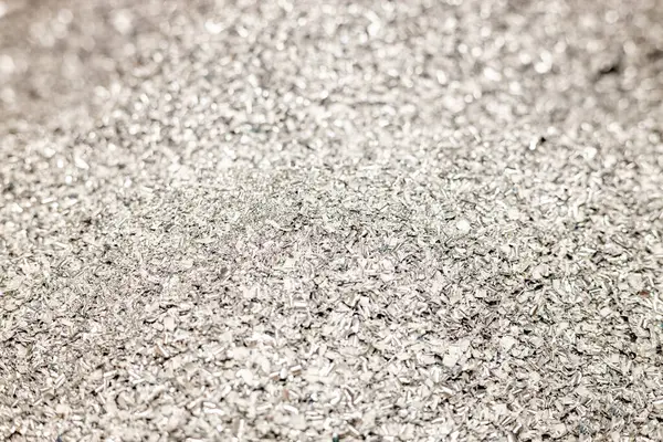Aluminum Filings Remains Cutting Aluminum Profiles Industrial Background Macro Stock Photo