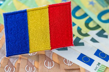 Romanya Euro. Finansal konsept. Romen halkının Avro Bölgesi 'ne katılma planları