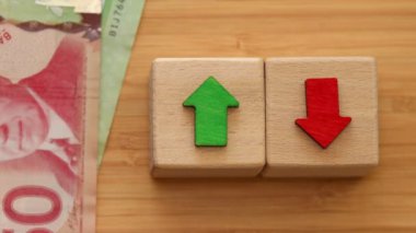 Kanada, Finansal Piyasa, Ekonomik Analiz, faiz oranları, hisse senetleri, tahviller, sıralama, ev bütçesi, mortgage, kredi oranları, yukarı ya da aşağı, ok sembolü, Kanada doları sayma, kapat