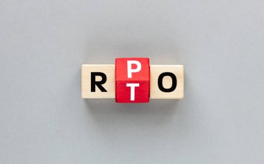 RPO vs. RTO acronym change. Disaster Recovery Plan. amount of data lost during downtime and time until business perspective systems are fully operational clipart