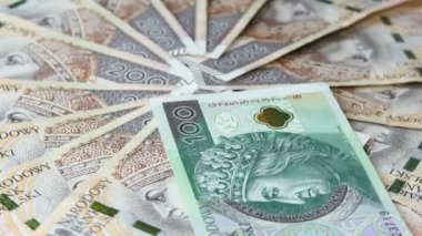 Polonya 'dan gelen para cirosu, 200 Polonya zloti banknotu, finansal başarı konsepti, piyango ya da büyük kazanç. Tencereye bir Polonya parası daha eklendi