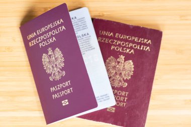 Polonya pasaportu. Resmi seyahat belgesi. Konsept, Polonya belgeleri. Polonya Cumhuriyeti pasaportu..
