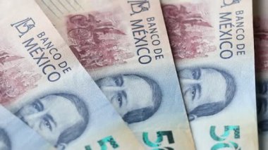 Meksika parası, MXN banknotları, 500 peso. Finansal Başarı, Piyango veya Büyük Kazanç Konsepti, Kapatın
