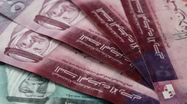 Jordan parası. Ürdün dinarı, dönen banknotlar. Finansal başarı sembolü, iş konsepti, kapat