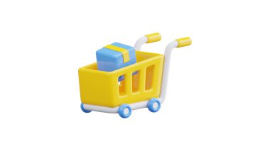 Shopping Cart 3D Illustrations, Isolated