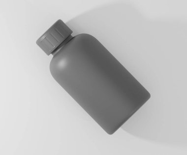 Siyah Şişe Tasarımı Modeli, Beyaz Arkaplan, 3B görüntüleme