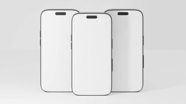 Mockup akıllı telefon 16 yeni nesil ve ekran Şeffaf ve kırpma yolu Infographic Business web sitesi tasarım uygulaması için izole ekran şablonu