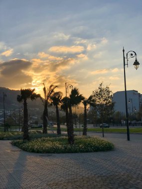 Public place in a wintry landscape