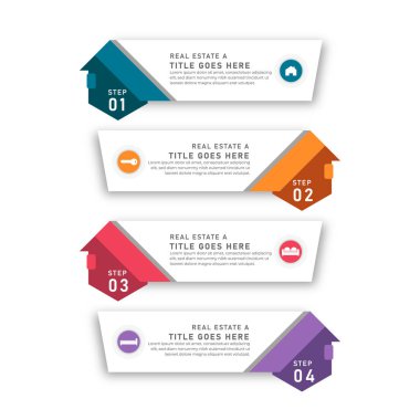 İş akışı düzeni, diyagram, yıllık rapor, web tasarımı için 4 adım veya seçenekli 3 boyutlu iş şablonu kullanılabilir. Yaratıcı afiş, etiket vektörü. Vektör illüstrasyonu.