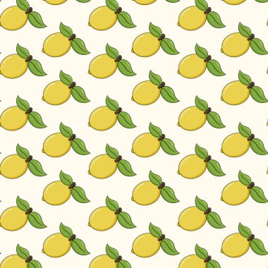 Limonlu kusursuz vektör deseni. El çizimi illüstrasyon.