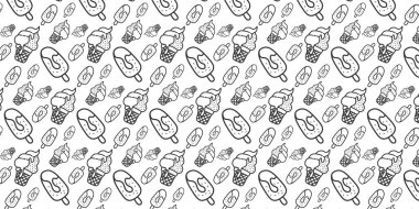 Dondurma arkaplanı. Karalama tarzında kusursuz dondurma deseni. Vektör illüstrasyonu.