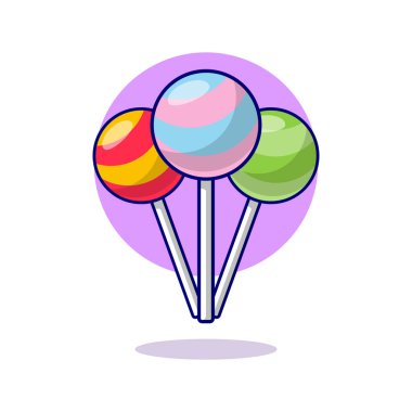 Şekerleme Şekeri Vektör Simgesi İllüstrasyonu. Premium Vektör İzole Gıda Obje Simgesi Konsepti. Düz Çizgi Film Biçimi