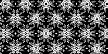 Kusursuz tekstil çiçekli siyah beyaz desenli. Tekstil, seramik fayanslar ve tasarımlar için siyah ve beyaz desenler.