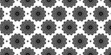Marka, ürün, hediye veya kart arkaplanı için basit geometrik süslemeleri olan kusursuz siyah ve beyaz desenli. vektör illüstrasyonu.