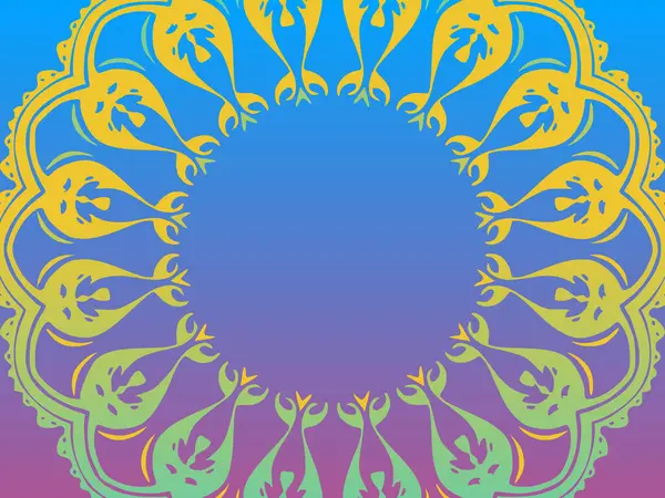 Mandala Sanat Şablonu. Tasarım arka planı için. İllüzyon. Tekstil, tebrik kartı, boyama kitabı, telefon kılıfı baskısı için kullanılabilir. Gradyan rengi.
