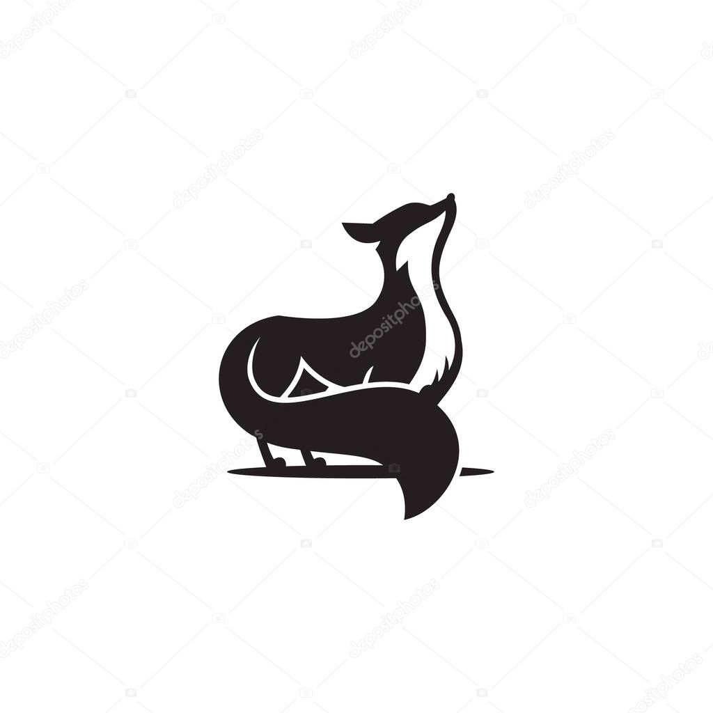 Minimalist Black and White Fox Silhouette. Vector illustration.