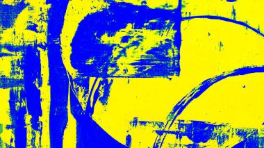 Abstract yellow and blue background. Circles, lines, waves, stripes, strokes, paints, canvas. Canvas. Ukraine, war, colors. Bicolor.