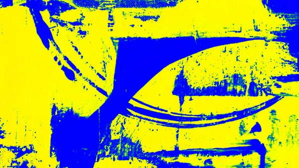 Abstract yellow and blue background. Circles, lines, waves, stripes, strokes, paints, canvas. Canvas. Ukraine, war, colors. Bicolor.