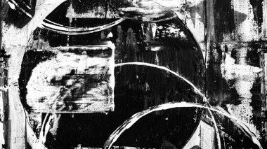 Abstract white and black background. Circles, lines, waves, stripes, strokes, paints, canvas. Canvas. Black and white. Abstraction, grey, white, black.