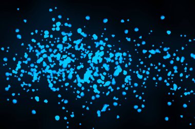 Black background with drops, dots, blots, megumi and dust. Of blue color.
