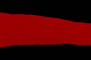 Torn paper in red and black with shadow. Contrast. isolated.