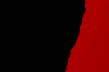 Torn paper in red and black with shadow. Contrast. isolated.