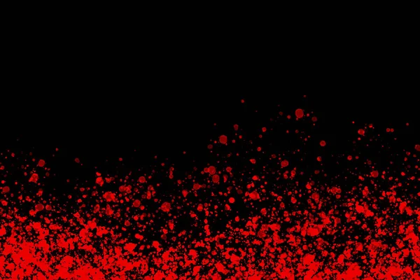 Black background with drops, dots, blots, megumi and dust. Red.