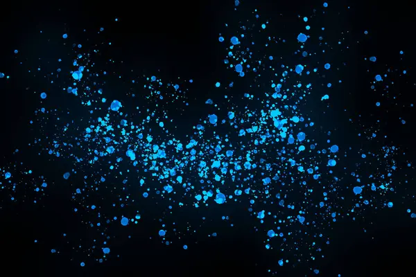 Black background with drops, dots, blots, megumi and dust. Of blue color.