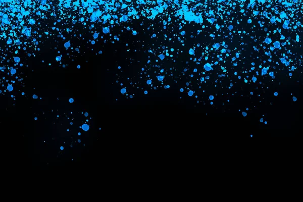 Black background with drops, dots, blots, megumi and dust. Of blue color.