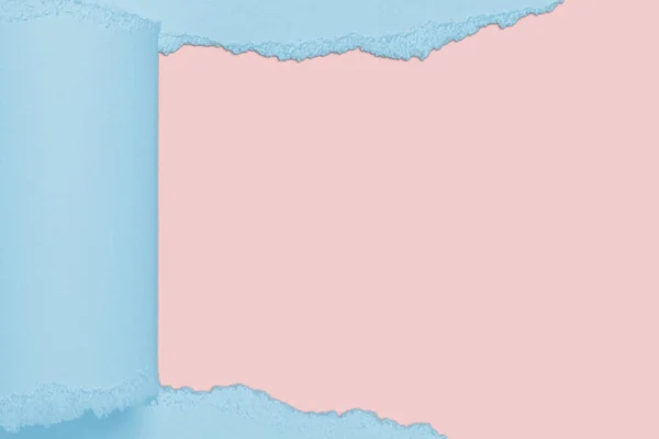 Torn paper in blue and pink with a shadow. Nude. isolated.