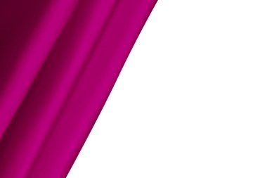 Pink silk textile background, with copy space, violet silk drape isolated on white