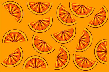 seamless pattern of cheerful oranges in orange color, on an orange background.seamless pattern of cheerful oranges in orange color, on an orange background.