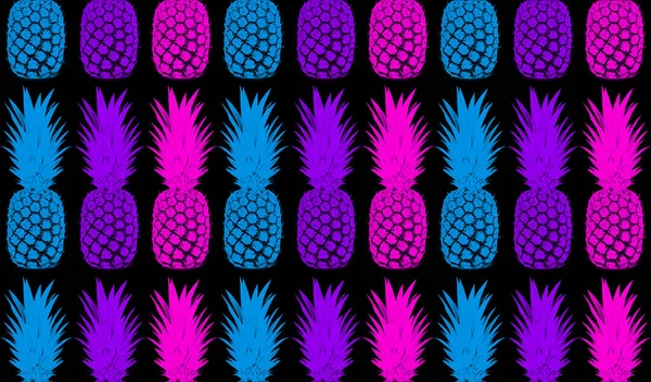 abstract neon color pineapple, seamless texture, patern, drawing, summer, decoration, advertising, top. Isolated en blackabstract neon color pineapple, seamless texture, patern, drawing, summer, decoration, advertising, top. Isolated en black