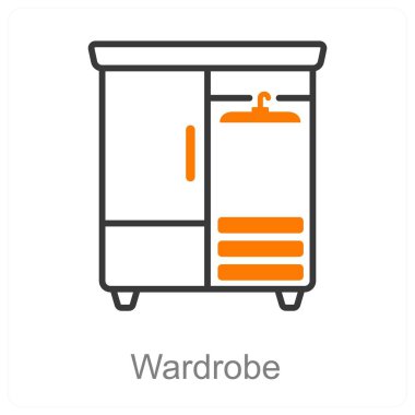 Bu çok güzel bir el yapımı pikseldir. Mükemmel ikili çizgi. Siyah ve turuncu mobilya ikonu.