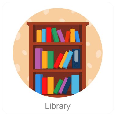 Kütüphane ve kitap simgesi konsepti