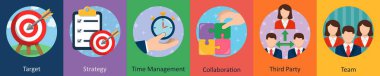 Hedef, strateji ve zaman yöneticilerinden oluşan 6 farklı simge