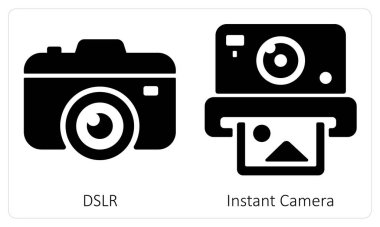 DSLR ve Anında Kamera simgesi konsepti