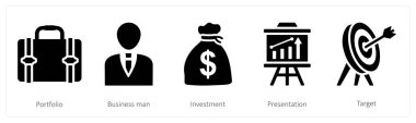 Portföy, işadamı ve yatırım olarak 5 iş simgesi