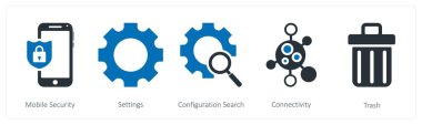 Gezici güvenlik, ayarlar, yapılandırma araması olarak 5 iş simgesi