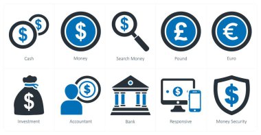 Nakit, para, arama parası olarak 10 iş simgesi