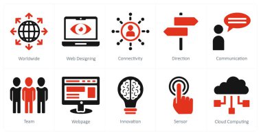 Dünya çapında 10 seo ve dijital pazarlama simgesi, web tasarımı, yön
