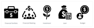 Finansal portföy, finansal toplantı ve yatırım olarak 5 adet karışık simge