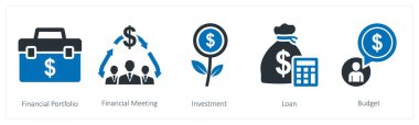 Finansal portföy, finansal toplantı ve yatırım olarak 5 adet karışık simge
